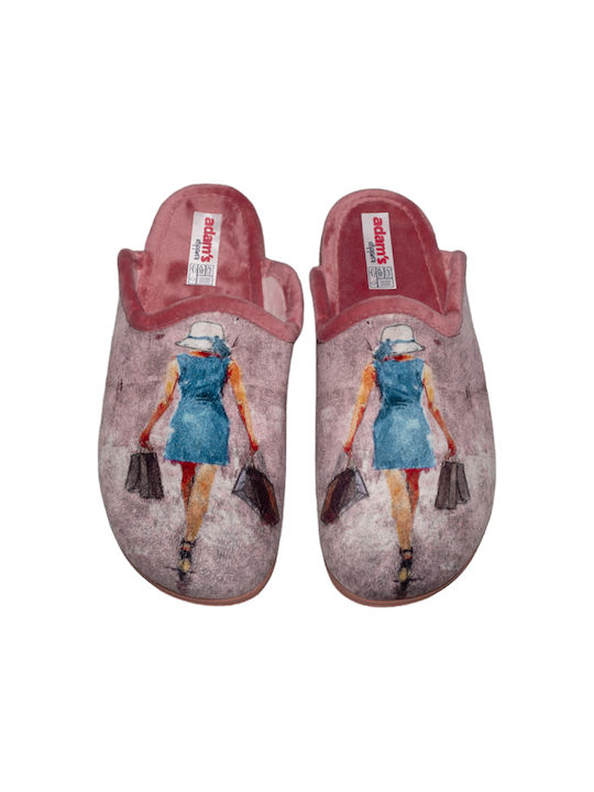 Adam's Shoes Χειμερινές Γυναικείες Παντόφλες σε Ροζ Χρώμα