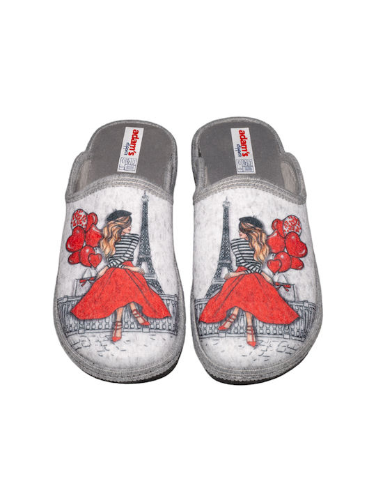 Adam's Shoes Ανατομικές Γυναικείες Παντόφλες σε Γκρι Χρώμα